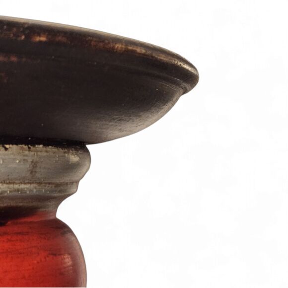 Set of Wooden Candlesticks – 12" Tall Pillar Candle Holders – Americana, Coastal - Picture 2 of 5